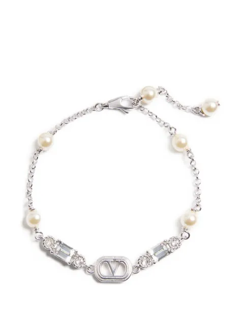 Valentino Garavani Ovalette pearl-embellished bracelet Silver WJ0BH8WKD