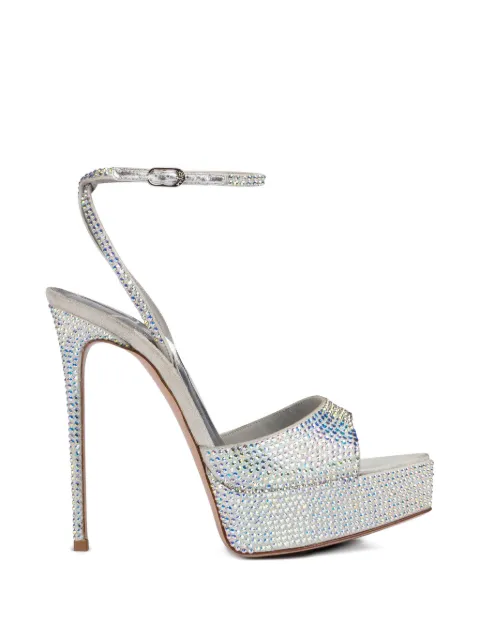 Le Silla Uma crystal-emblement mules Silver 2889F100RSPPBUR