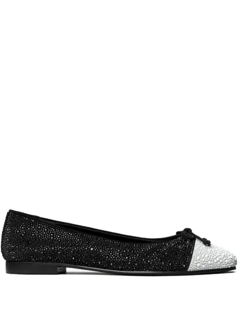 Tory Burch cap-toe crystal ballet flats Black 170565