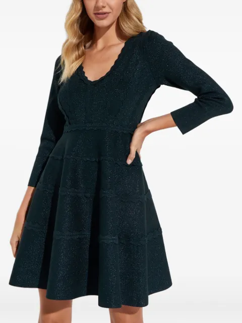 Needle & Thread V-neck mini dress Green KNTQ06RCR23EMR
