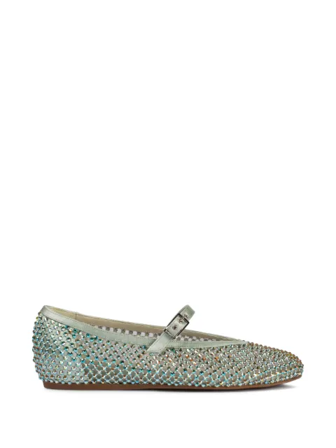 Le Silla Gilda crystal-embellished ballerina shoes Green 0189C020MTPPSAS