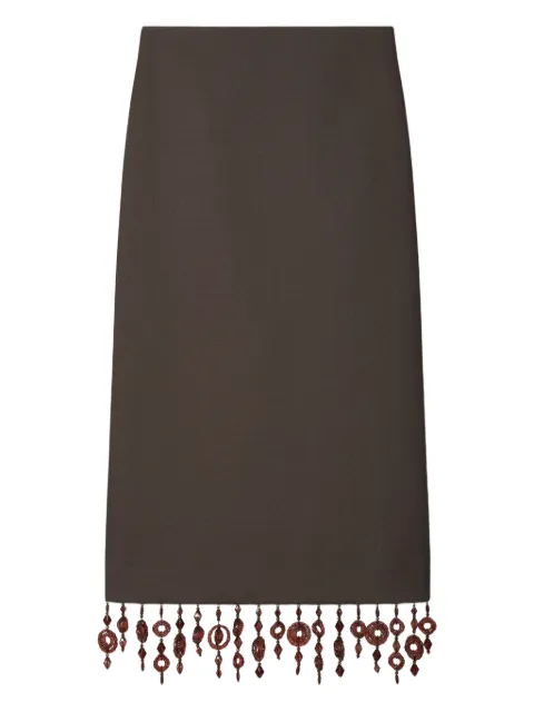 Tory Burch embellished crepe midi skirt Brown 176398