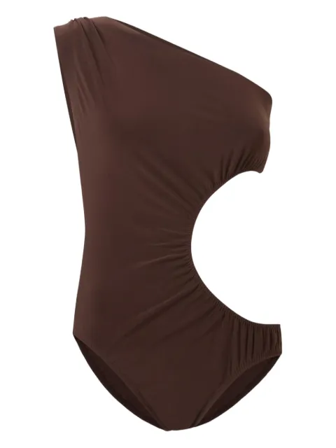 Norma Kamali Mio Sunburst one-shoulder cut-out swimsuit Brown KK323XPL896028CHOCOLATE
