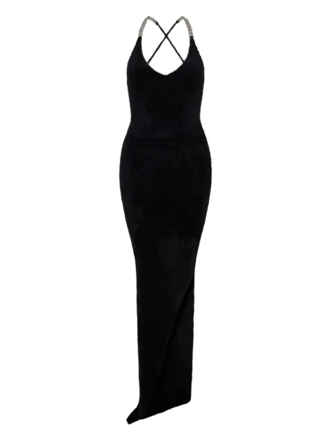 David Koma chain-strap asymmetric-hem dress Black AW23DKKN32DBLACKSILVER