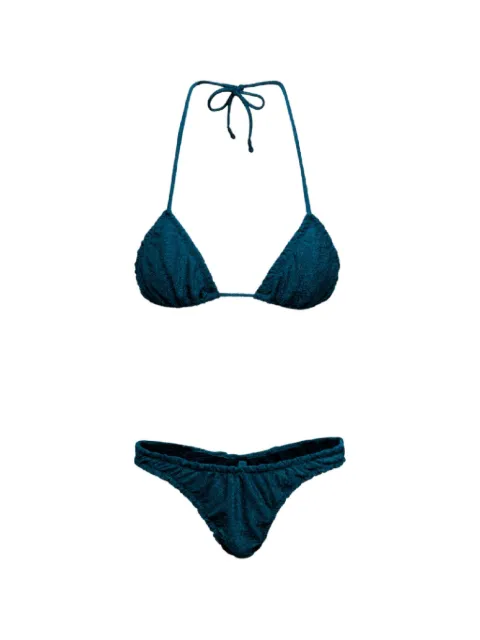 Reina Olga Guia metallic-effect bikini set Blue GUIASKIMPYBIKINISETBLUELUREX