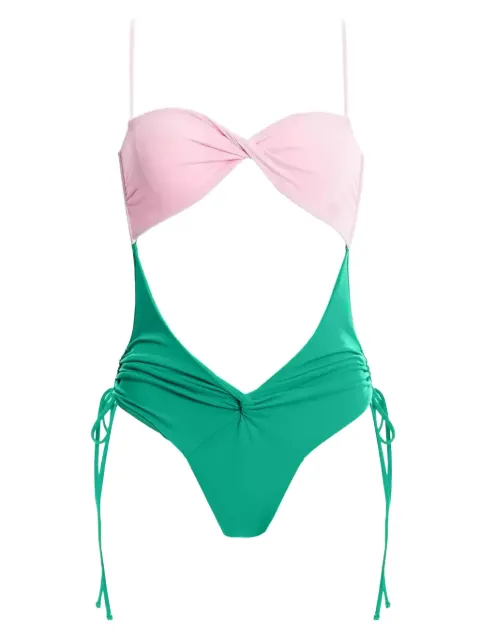Agua By Agua Bendita cutout tie swimsuit Green NYSSAJAVASOLID10176