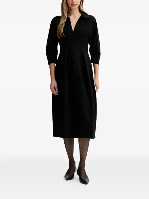 Liviana Conti Fleur shirt-collar side-pocket midi dress Black L5WI39