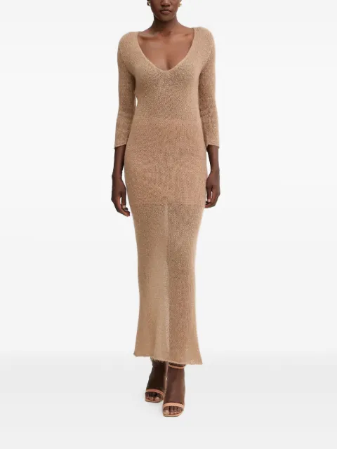 Liviana Conti Clotilde V-neck split maxi dress Neutrals L5WG63