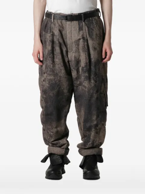 Yohji Yamamoto buttoned patterned trousers Brown HLP431081