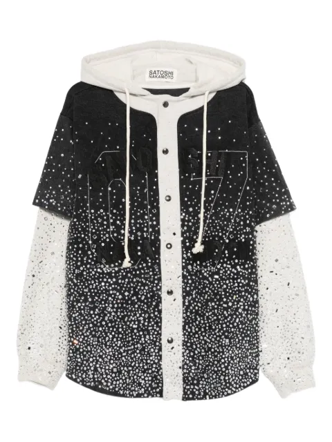 SATOSHI NAKAMOTO embellished long-sleeve hoodie Black FW25HO008