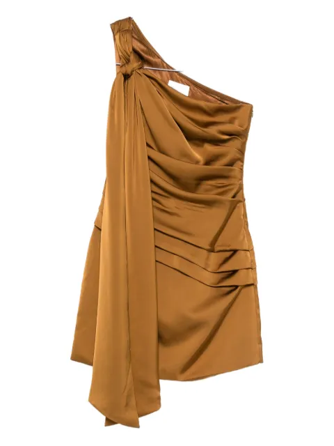 MALINA Nelly one-shoulder draped mini dress Brown 12248711