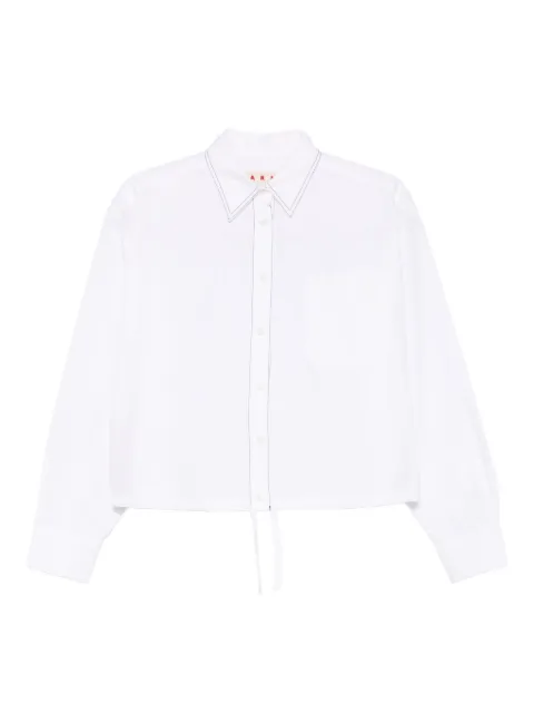 Marni white poplin shirt with cropped drawstring hem White CAMA0670S0UTCY6700W01