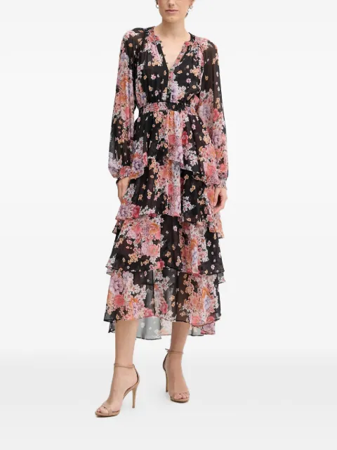 Hale Bob Adalee floral-print tiered midi dress Black 58YZ672A
