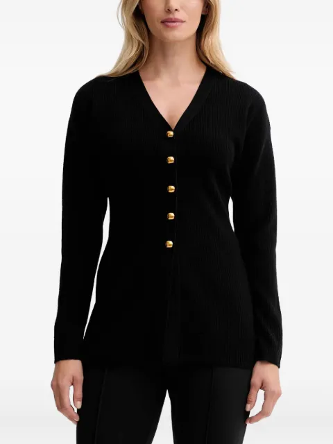 Isabelle Blanche button-up V-neck cardigan Black IS25FWM154F008