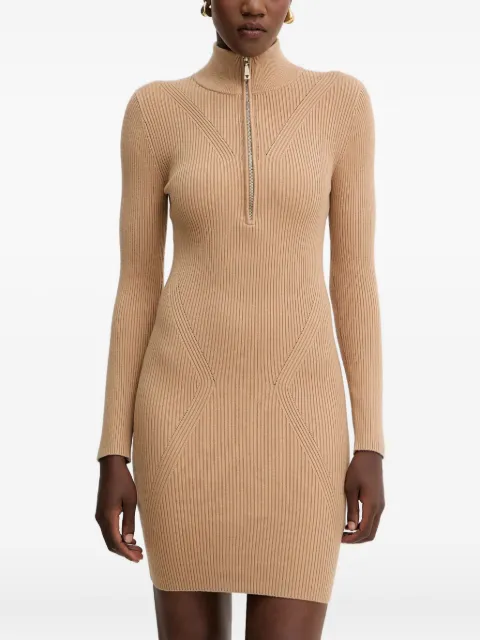 GUESS USA zip-neck ribbed mini dress Neutrals W5BK45Z0572