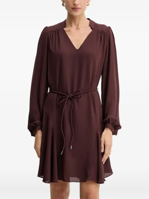GUESS USA V-neck flounced mini dress Brown W5BK51WGLA2