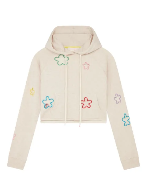 Mira Mikati flower-embellishment hoodie Neutrals HDE005AAW25