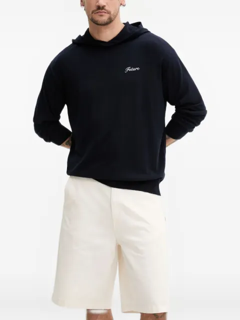 FROM FUTURE embroidery-logo hoodie Blue MPH02671