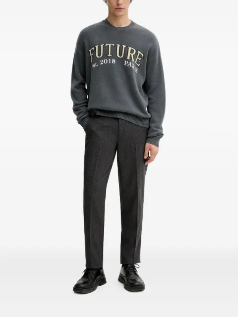 FROM FUTURE embroidered-logo crew neck sweater Grey MPR03345