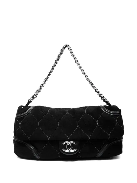 CHANEL Pre-Owned 2008-2009 suede CC Mark shoulder bag Black FF23735