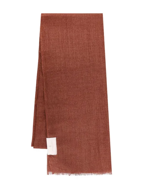 Brunello Cucinelli logo-label fringed scarf Brown MSCDAR097C4182
