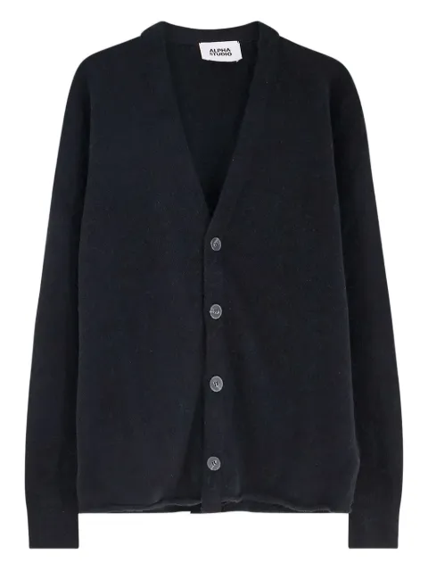 ALPHA STUDIO button V-neck cardigan Black AU3173E1002