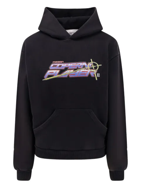 Coperni logo-print kangaroo-pocket hoodie Black COPJS15PF5018BLKMUL