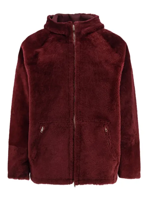 Salvatore Santoro reversible shearling hooded zip jacket Red 49577UBORDEAUX