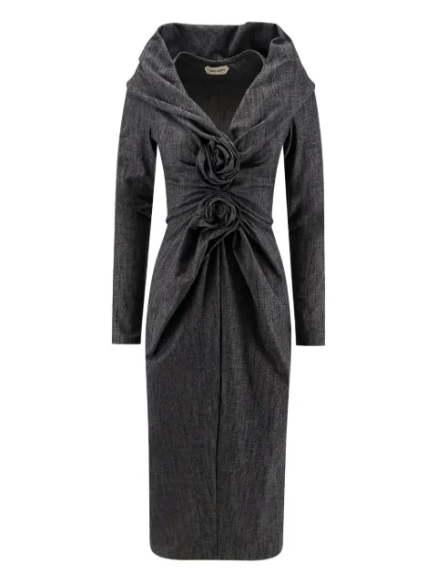 Alberta Ferretti ruffled long-sleeve midi dress Grey 252MA041851391555