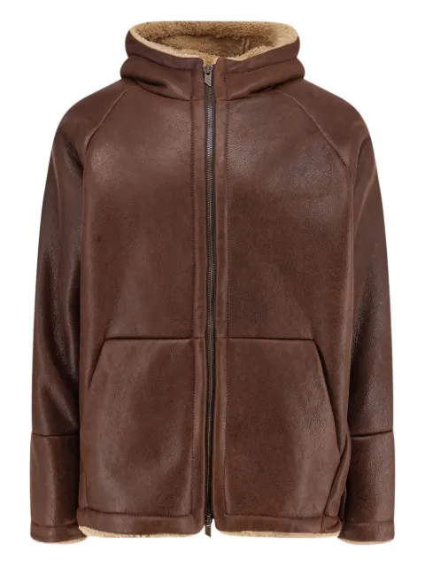 Salvatore Santoro hooded leather jacket Brown 49577U