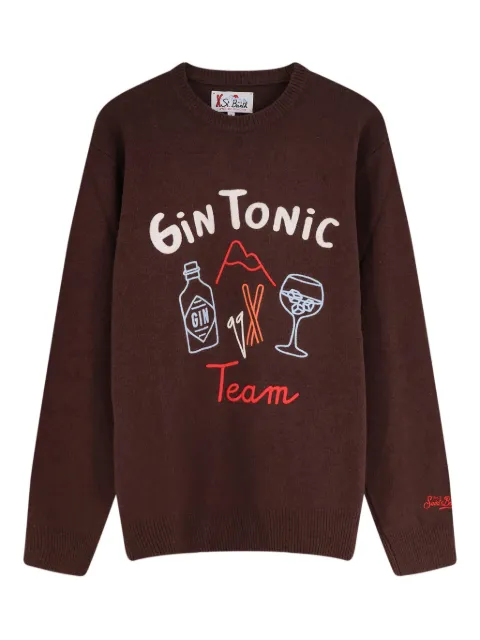 MC2 Saint Barth logo-embroidered long-sleeved sweater Brown HER0001