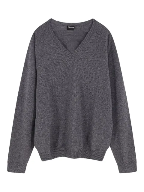Zegna V-neck ribbed sweater Grey UGK68A2400K96