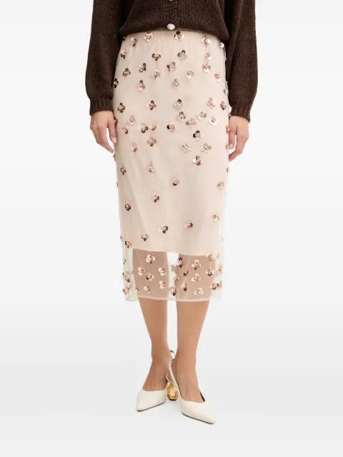 Forte Forte embroidered-detail midi skirt Neutrals 14356