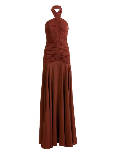 Silvia Tcherassi Moira ruched maxi dress Brown ST260005BROWN