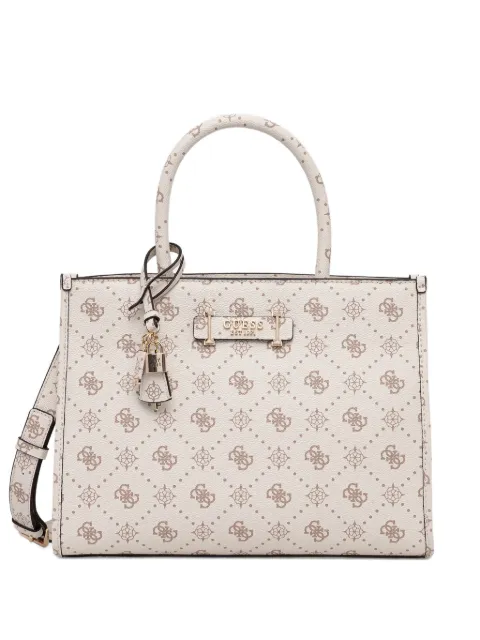 GUESS USA Silia 2 monogram charm tote bag Neutrals HWGP9890220