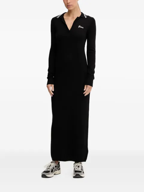 GUESS USA striped-collar logo-detail maxi dress Black V5BK06Z0572