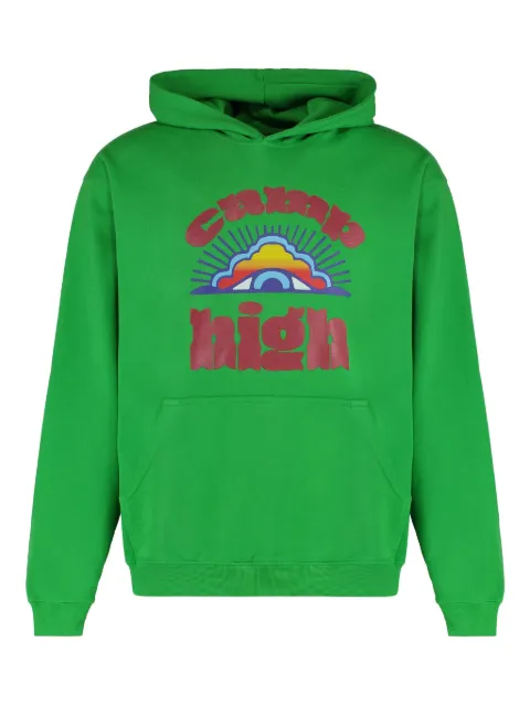 CAMP HIGH risingeye-graphic hoodie Green RISINGEYEHOODYKER