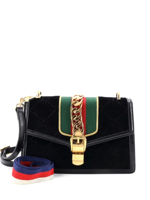 Gucci Pre-Owned Sylvie Shoulder Bag GG Velvet Small crossbody bag Black V0MB7O2JA39H86F7