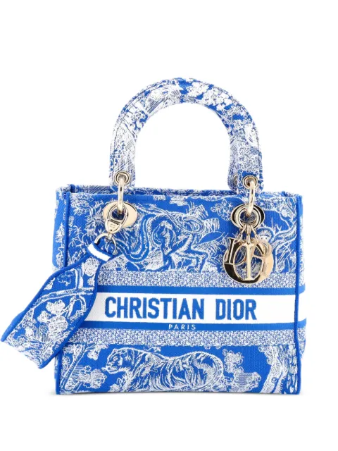 Christian Dior Pre-Owned Toile de Jouy Lady D-Lite Bag Embroidered Canvas tote bag Blue XIWJ28HK8JIAT8VF