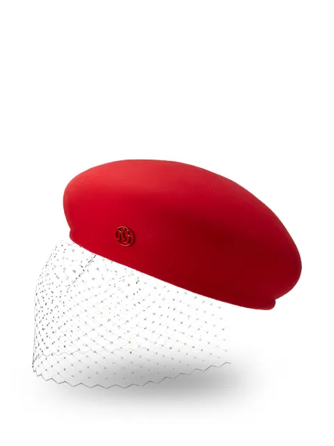 Maison Michel New Bonnie Veil hat Red 1088030001