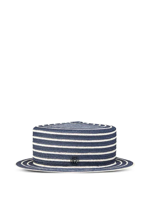 Maison Michel Augusta striped-design hat Blue 1116031001