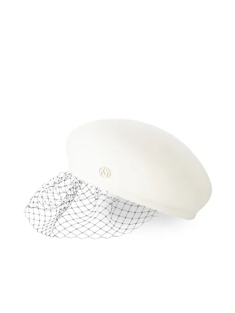 Maison Michel Bonnie Veil beret hat White 1088030002