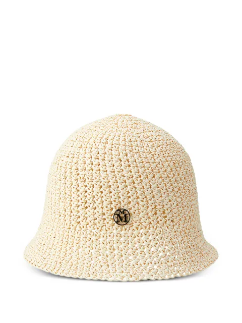 Maison Michel Pablo logo-plaque hat Neutrals 1206003001NATURAL