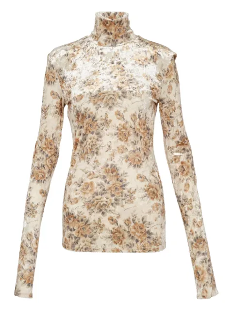GANNI printed turtleneck top Neutrals T435600054