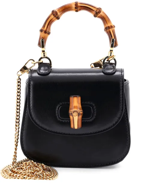 Gucci Pre-Owned Bamboo 1947 Top Handle Bag Leather Super Mini crossbody bag Black GTPPQA4FOIAO1FXY