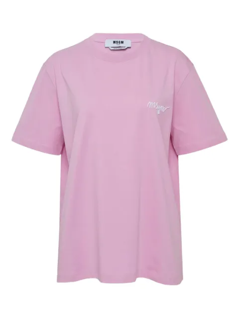 MSGM logo-embroidered T-shirt Pink 3941MDM54025779813