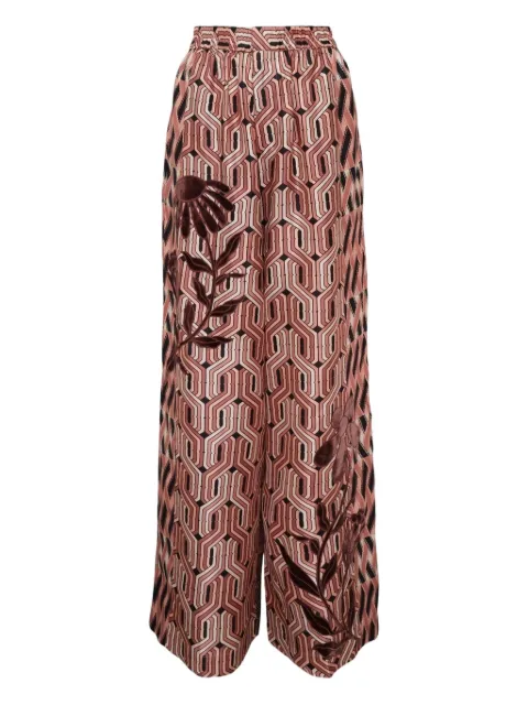 Biyan printed elasticated-waist trousers Pink PBFW250170001
