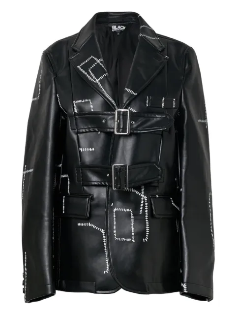 Black Comme Des Garçons stitched-detail leather blazer Black 1PJ00505012A
