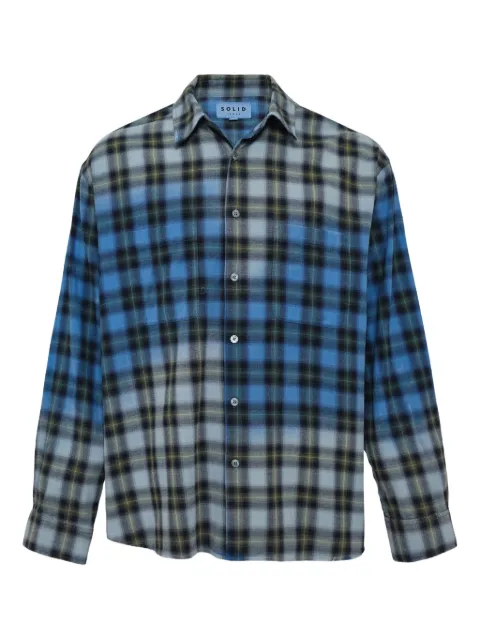 SOLID HOMME bleached checked shirt Blue S253SH3700540L