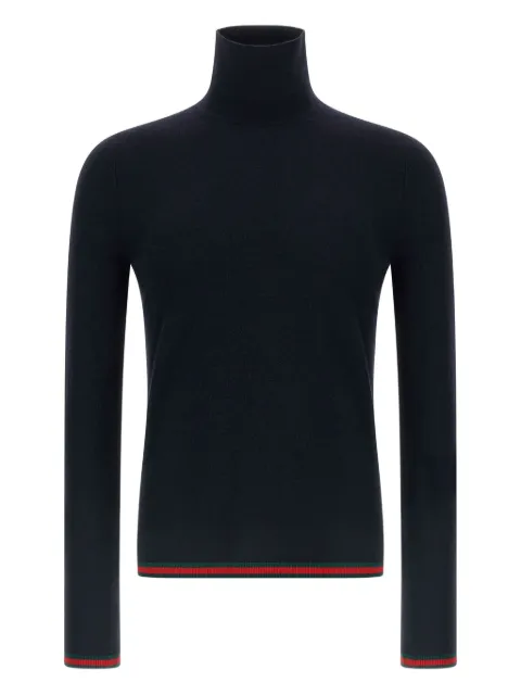 Gucci high-neck ribbon Web sweater Blue 850166XKE044795